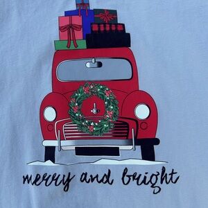 Cute holiday Christmas long sleeve tee red truck XL